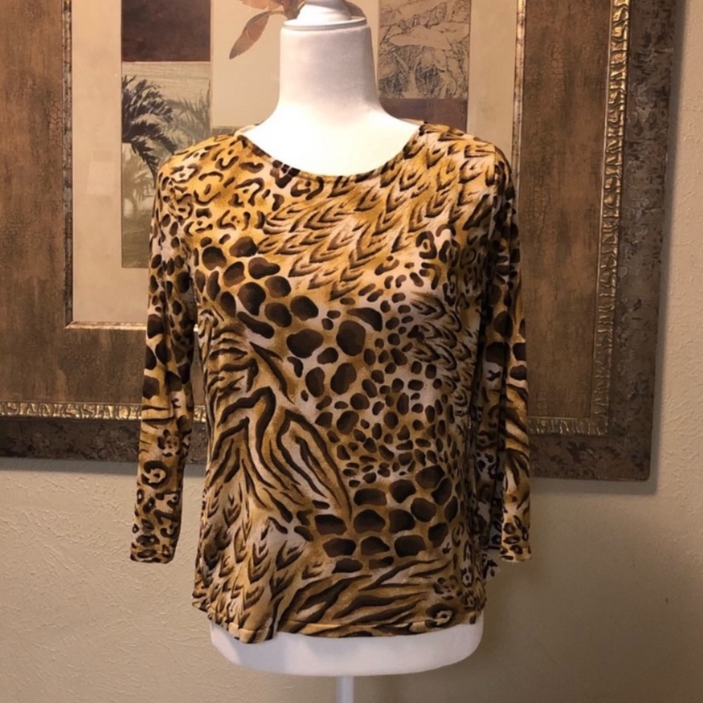 100% Silk Leopard Print Top